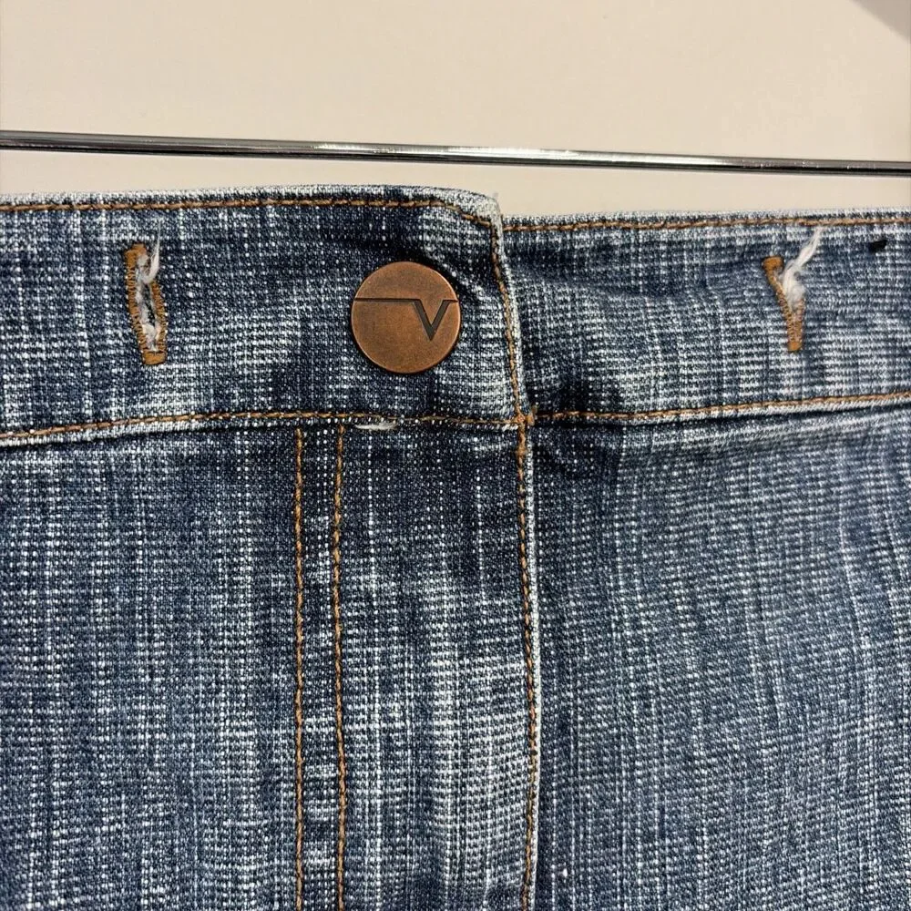 VTG Y2K Venezia Denim Cargo Skirt 22 Flaw Utility Pocket Medium Wash Jean Midi